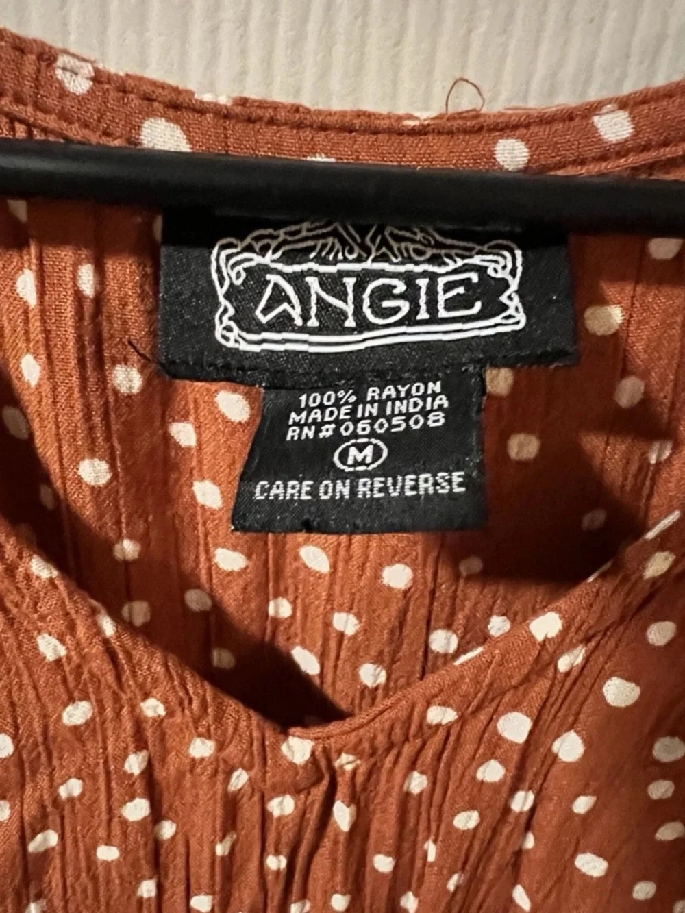 Angie Burnt Orange BootBarn vintage Polka Dot Dress Sz med bust 38 length 33 - Picture 2 of 3
